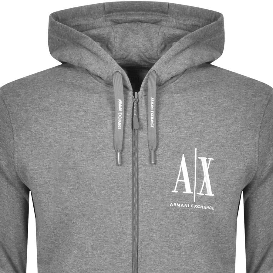 Armani Exchange Full Zip Logo Hoodie Grey